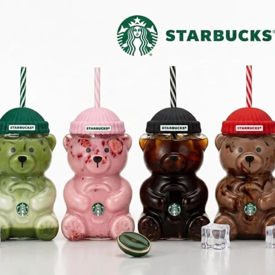 مق كوب الدب الزجاجي ستاربكس بِـ 4 الوان  Starbucks bearista