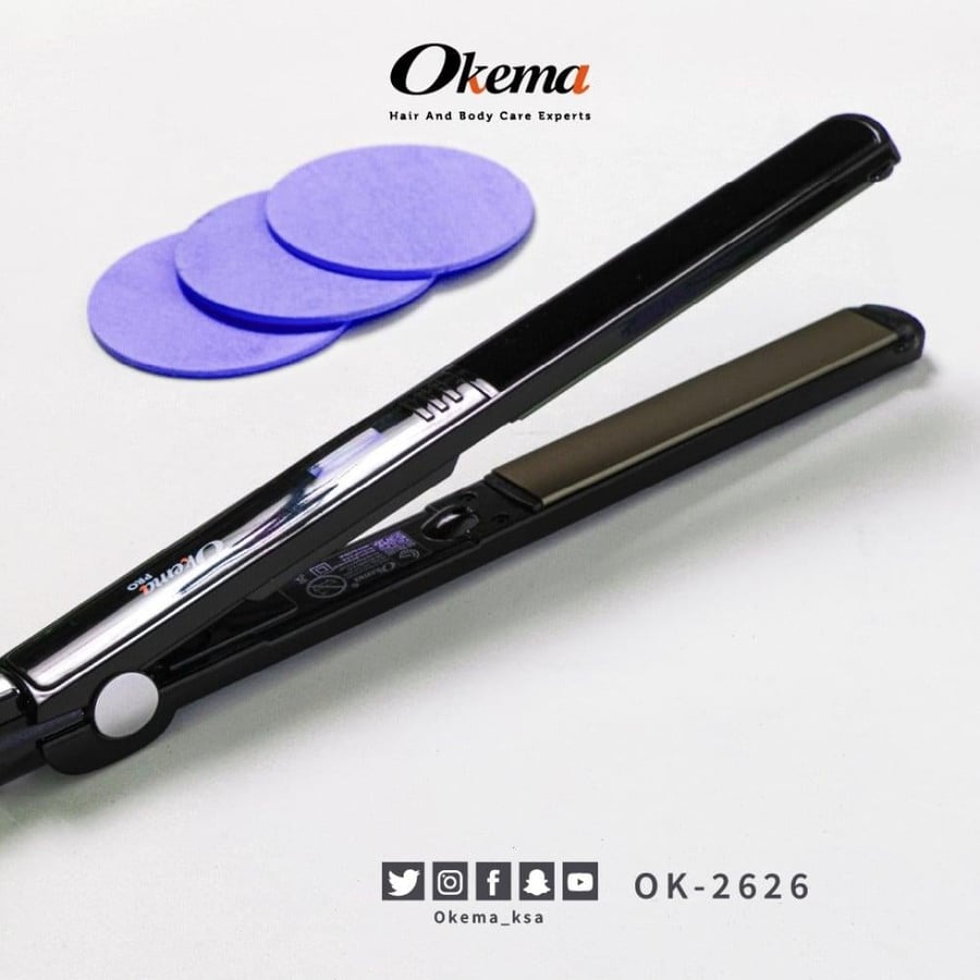 مكواة فرد وتمليس الشعر - سيراميك بتقنية الأيونات OK-2626 من اوكيما