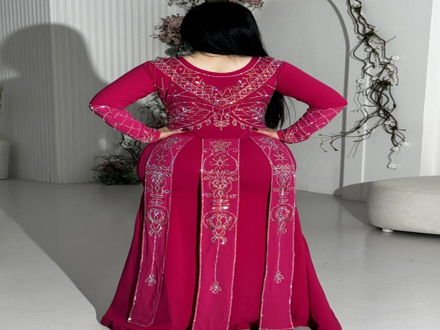 Tutti dress stretch crepe with wavy crystal