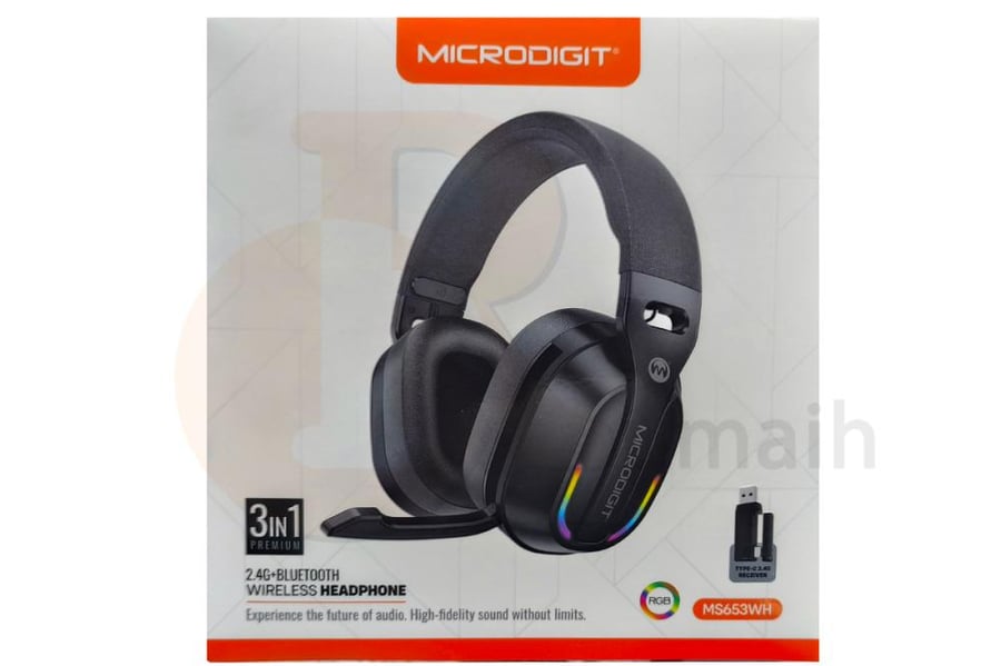 سماعة راس بلوتوث و سلك MICRODIGIT MS653WH