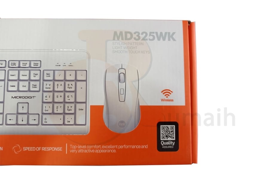 كيبورد و ماوس لاسلكي وايرلس لون ابيض - MD325WK