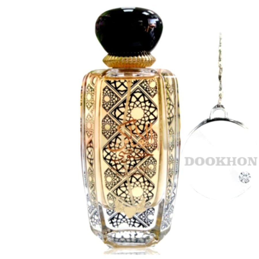 زجاجة عطر الأماكن خصوصي الشفافة ذات النقوش العربية الذهبية والغطاء الأ