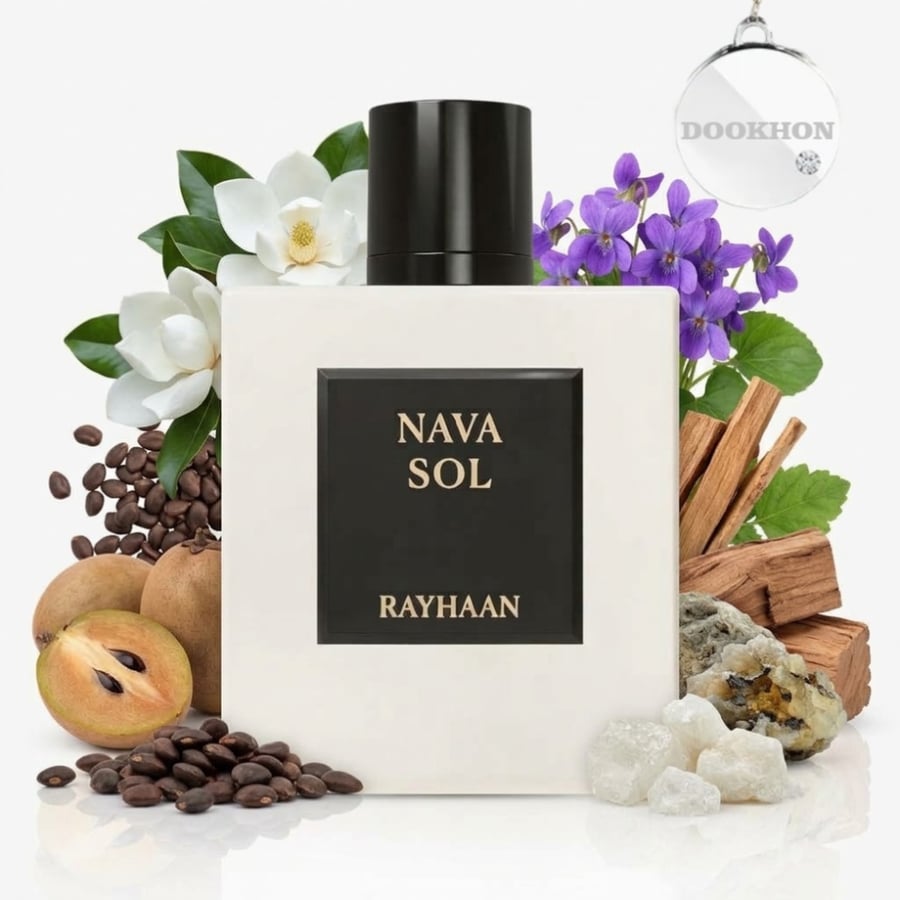 عطر نافا سول 100 مل محاط بمكونات السابوديلا والماغنوليا والفانيليا وال