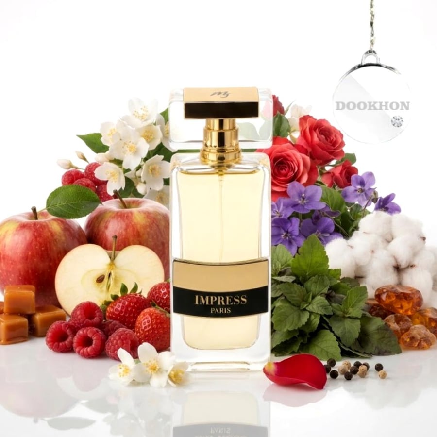 عطر إمبريس باريس 100 مل محاط بمكونات التفاح والتوت والزهور والفانيليا