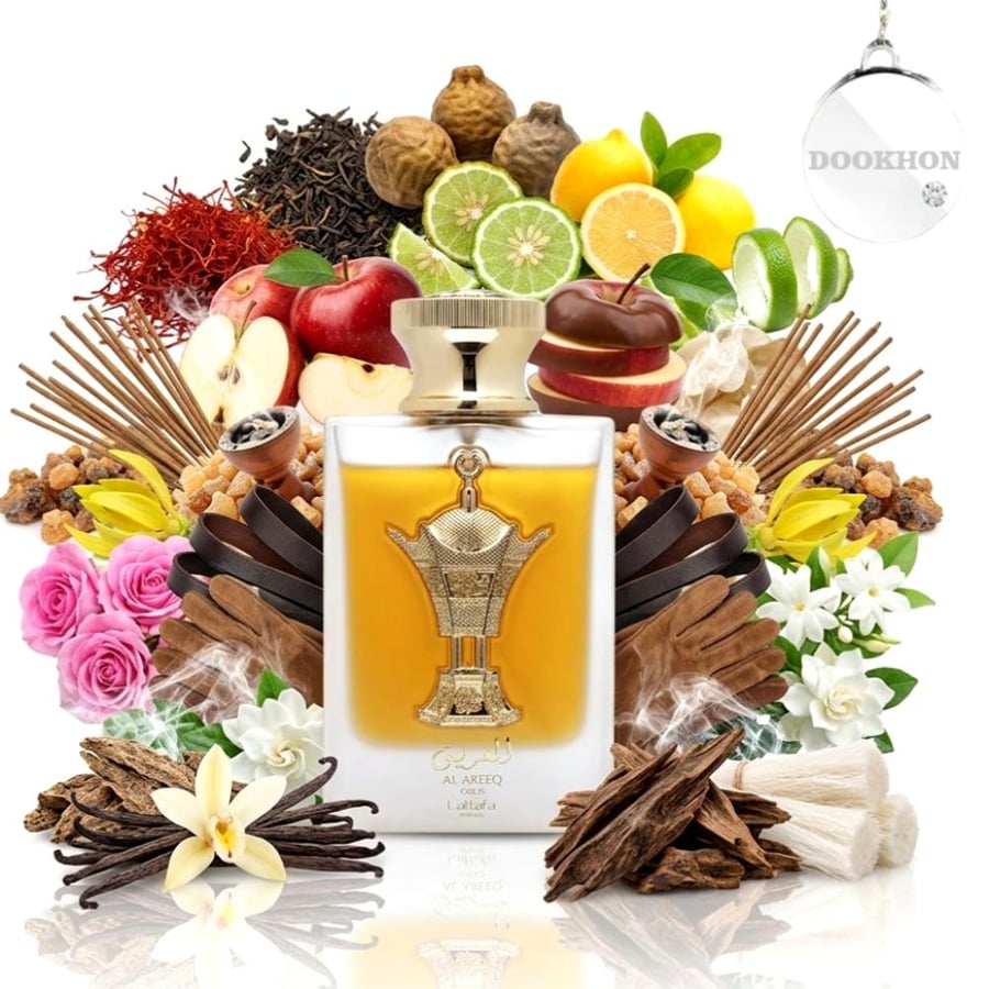 مكونات عطر العريق جولد الشاي والجلود والعود والعنبر والفانيليا