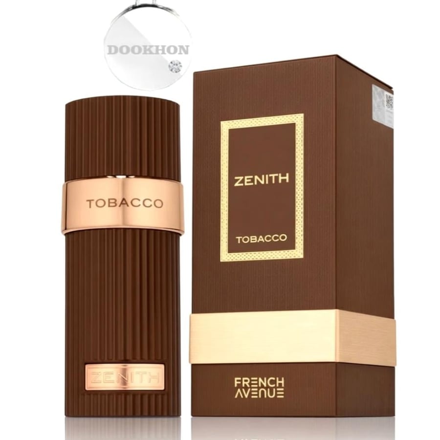 عطر توباكو زينيث فرينش أفينيو 100 مل بجانب العلبة الفاخرة ذات التصميم
