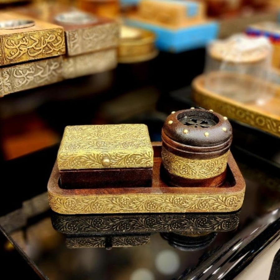 مبخرة شعر مع علبة للبخور طقم-دخون للعطور