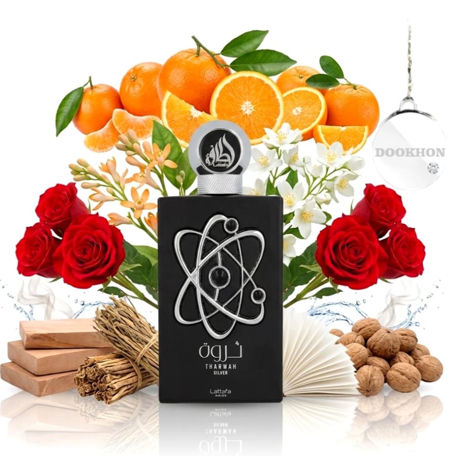 مكونات عطر ثروة سيلفر الحمضيات والبرتقال والورود والأخشاب الفاخرة
