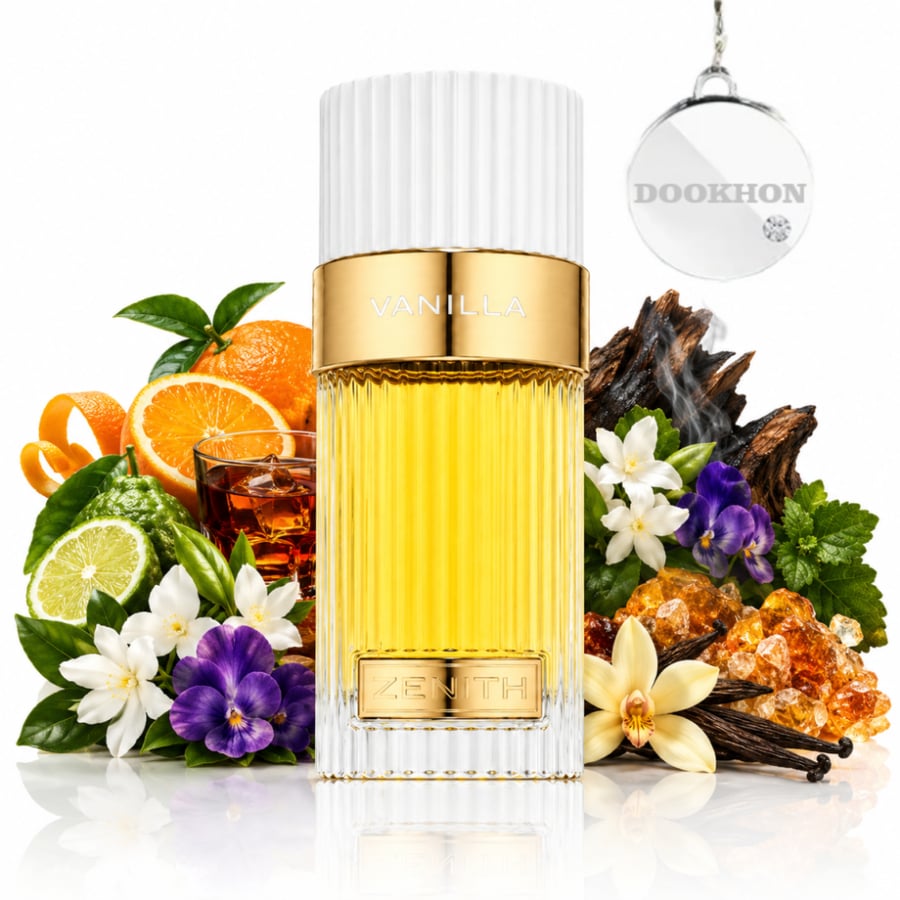 عطر فانيلا زينيث 100 مل محاط بمكونات الحمضيات والزهور والفانيليا والعن