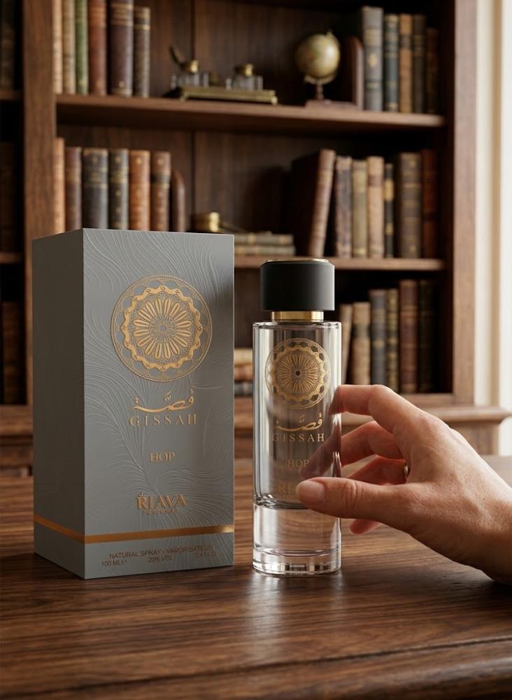 عطر قصة هوب ريافا 100 مل مع العلبة الرمادية الفاخرة والزجاجة ذات الزخا