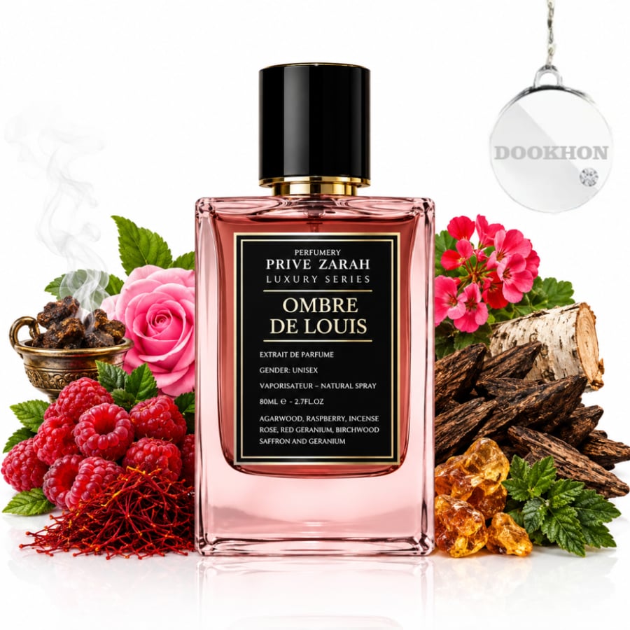 مكونات عطر أمبر دي لويس بريف زارا العود والتوت والبخور والورد والزعفر