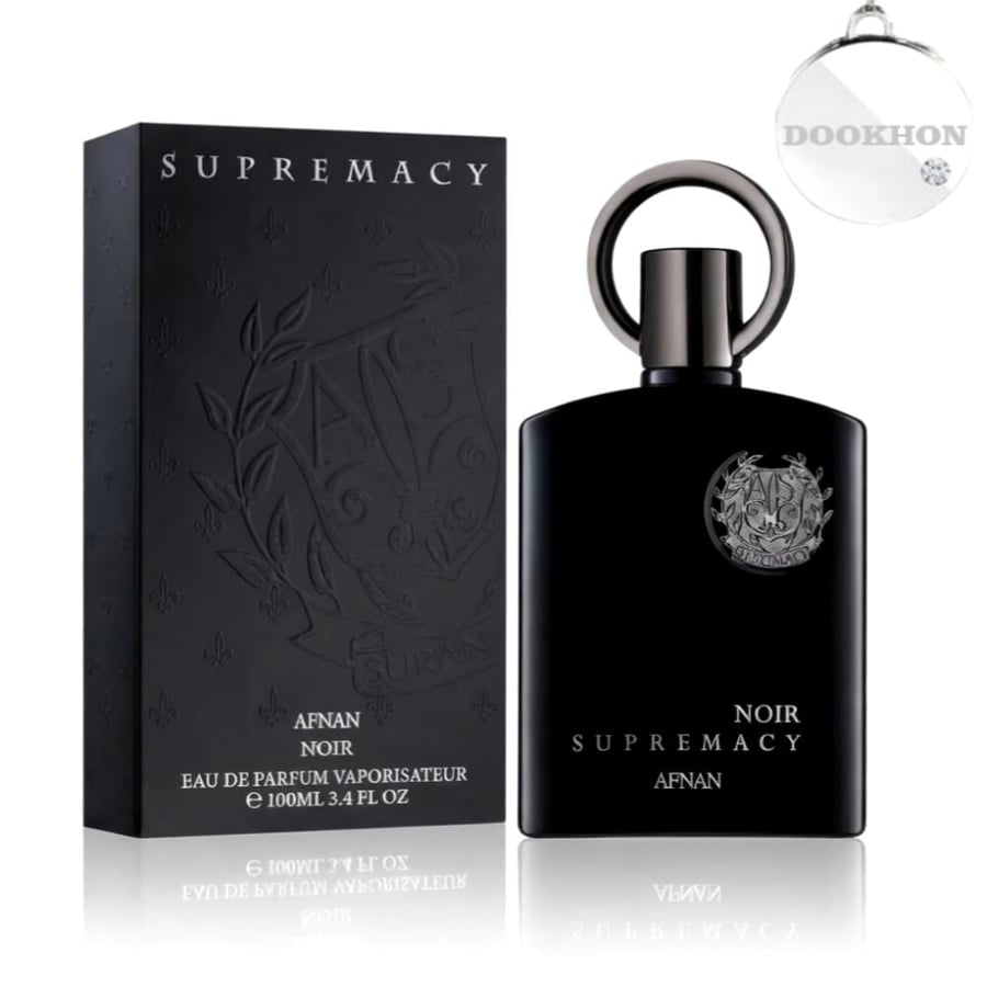 عطر سيبريماسي نوار أفنان 100 مل بجانب العلبة السوداء الفاخرة ذات التصم
