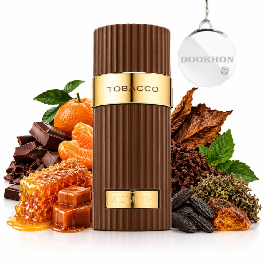 عطر توباكو زينيث 100 مل محاط بمكونات التوباكو والكراميل والشوكولاتة وا
