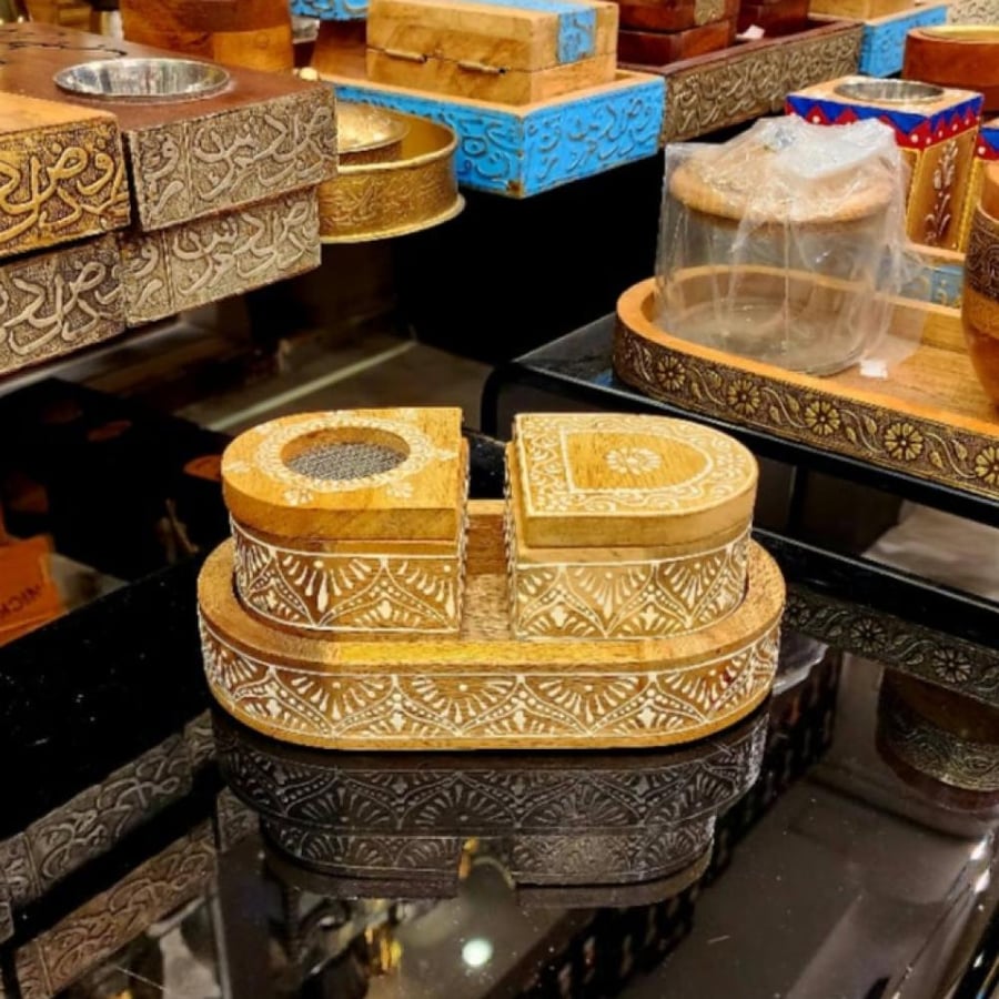 مبخرة شعر مع علبة للبخور طقم-دخون للعطور
