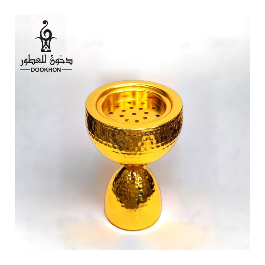 مبخر ستيل ذهبي خفيف حجم كبير حزام خشبي-دخون للعطور