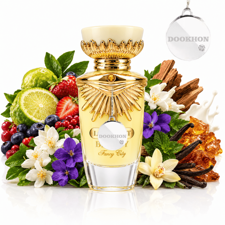 عطر لوك بست بيوتي فانسى سيتي 100 مل محاط بمكونات الفواكه والزهور والفا