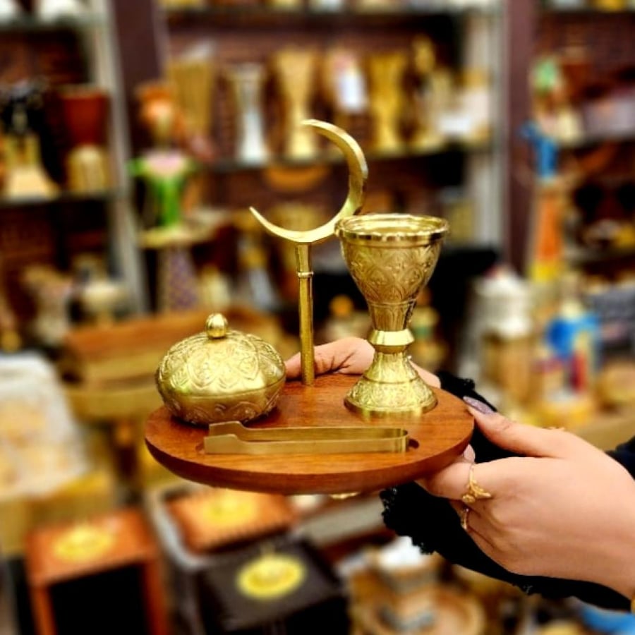 مبخر مع علبة للعود مع شيالة طقم فاخر-دخون للعطور
