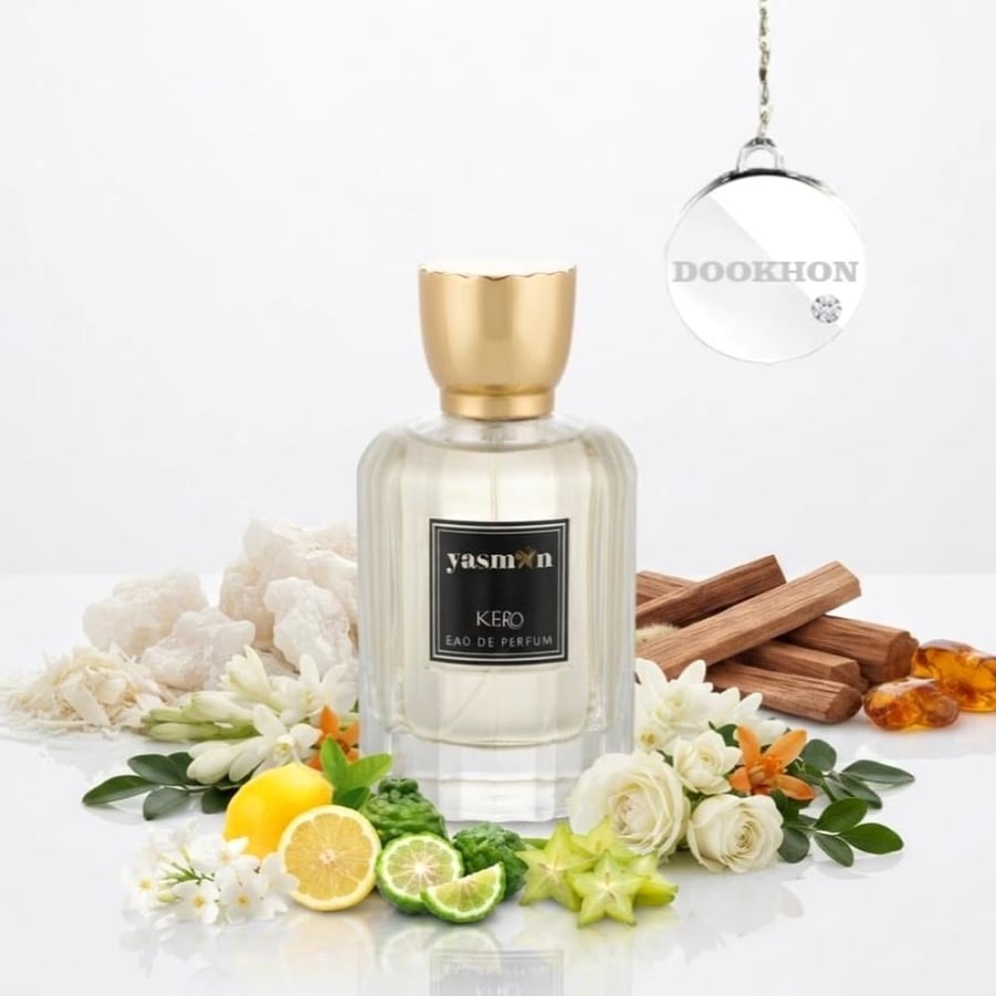 عطر كيرو 100 مل محاط بمكونات الحمضيات والبرغموت والزهور البيضاء والمسك