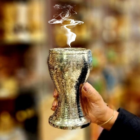 مبخر ستيل فضي صناعة يدوية هندي حجم وسط ثقيل