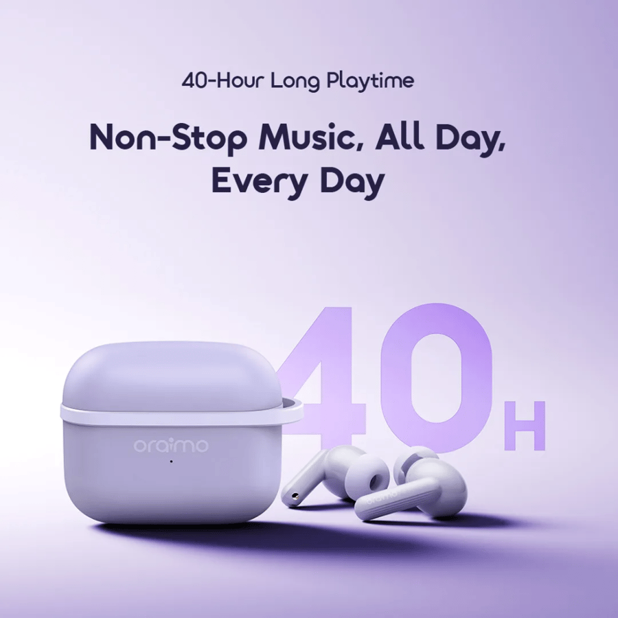اورايمو سماعات أذن سبيس بودز لايت صوت محيطي 360 و باس قوي حتى 40 ساعة - سبيد أسود