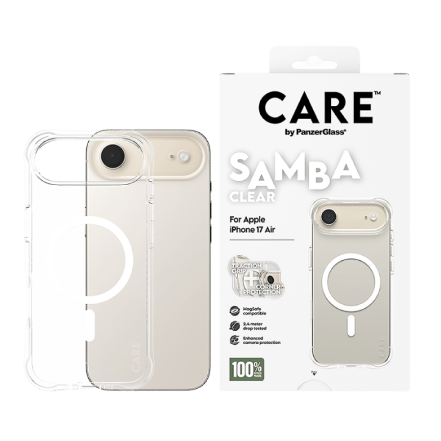 PanzerGlass CARE Fashionable Samba MagSafe Frame White iPhone 17 Air Case - Clear