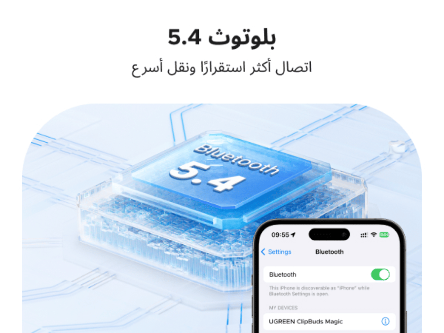 يوجرين كليب بودز ماجيك مع شاشة سماعات أذن مفتوحة لاسلكية - ابيض