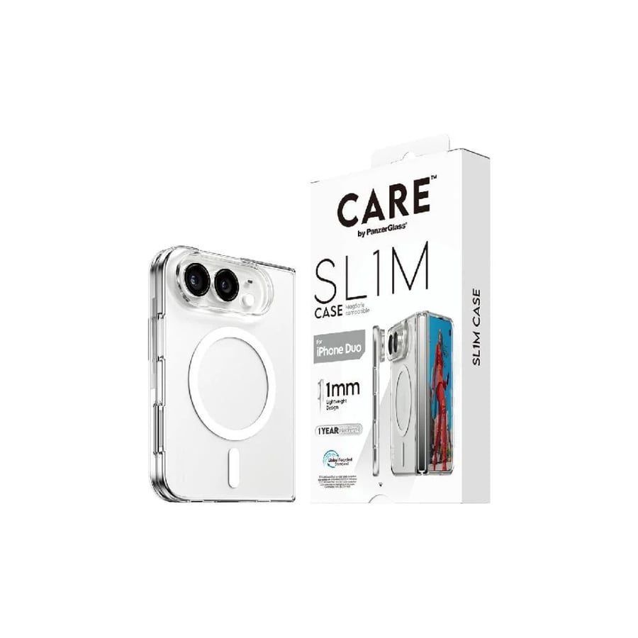 بانزر جلاس CARE SL1M كفر شفاف MagSafe لهاتف iPhone Duo - شفاف