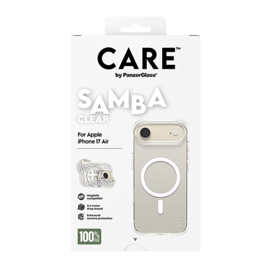 PanzerGlass CARE Fashionable Samba MagSafe Frame White iPhone 17 Air Case - Clear