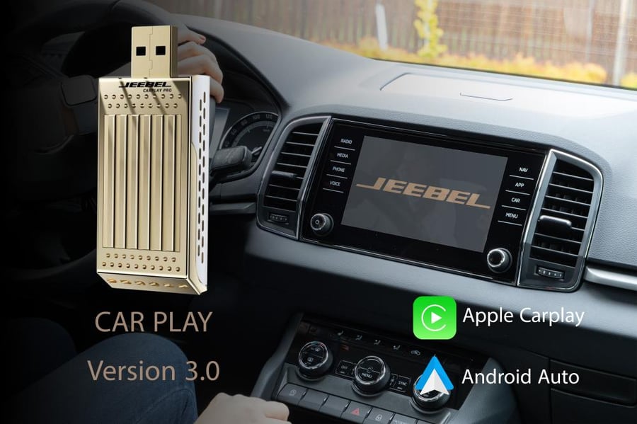 جيبيل محول كاربلاي وأندرويد أوتو USB سعة 64 جيجا رام 4 جيجا - ذهبي