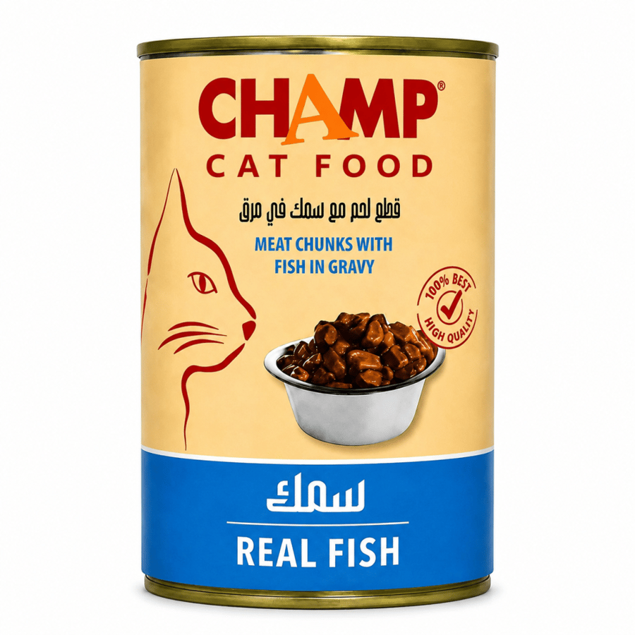 معلبات تشامب بقطع السمك للقطط البالغه 415g