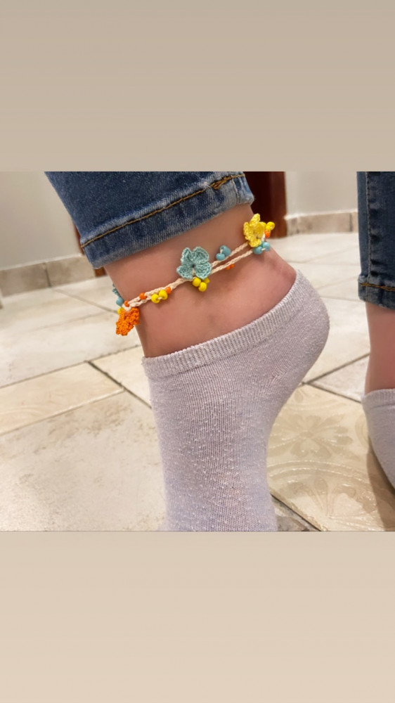 Crochet ankle bracelet