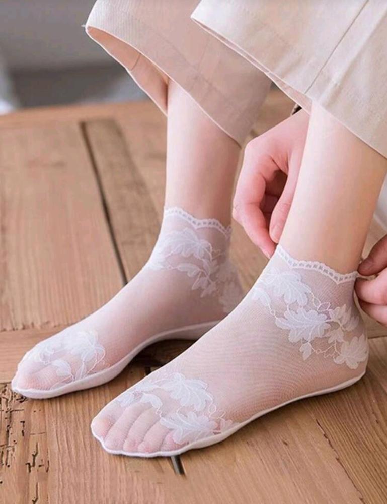 طقم جوارب ( 5 ازواج )  شفاف ملون منقوش