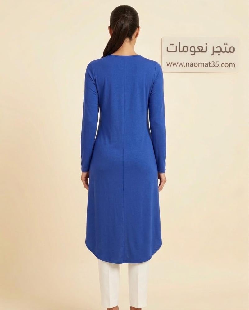 بلوزة قطنية طويلة من الخلف ،