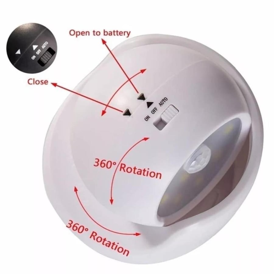 إضاءة LED بخاصية الدوران 360°