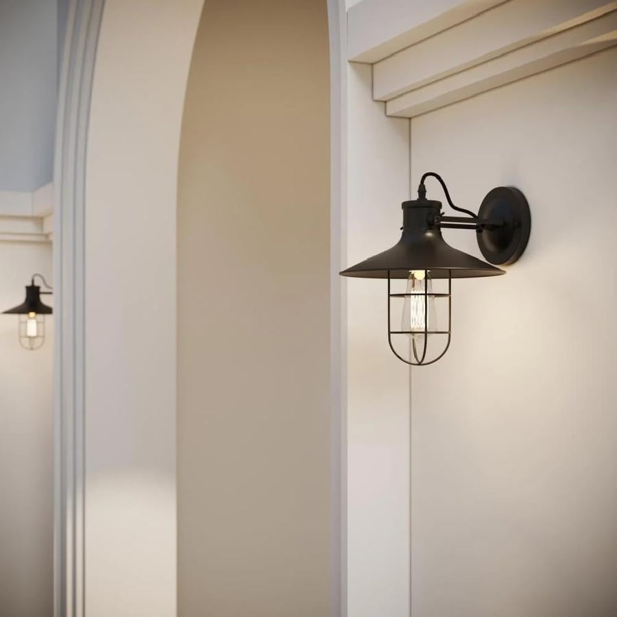 Black Classic Style Indoor Wall Light with Mesh