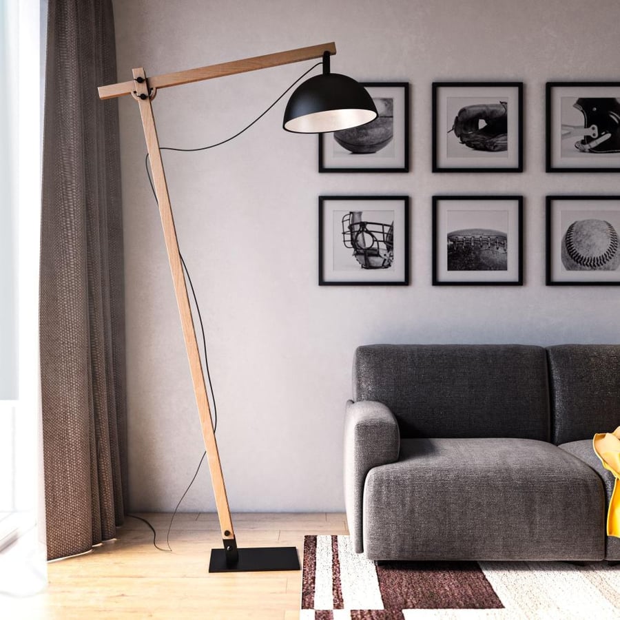 Curved Wooden Floor Lamp – Tall Design
