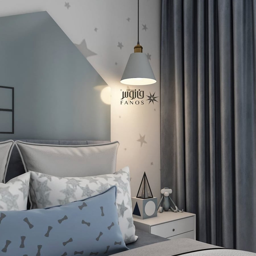 Modern gray relationship chandelier with golden funnel