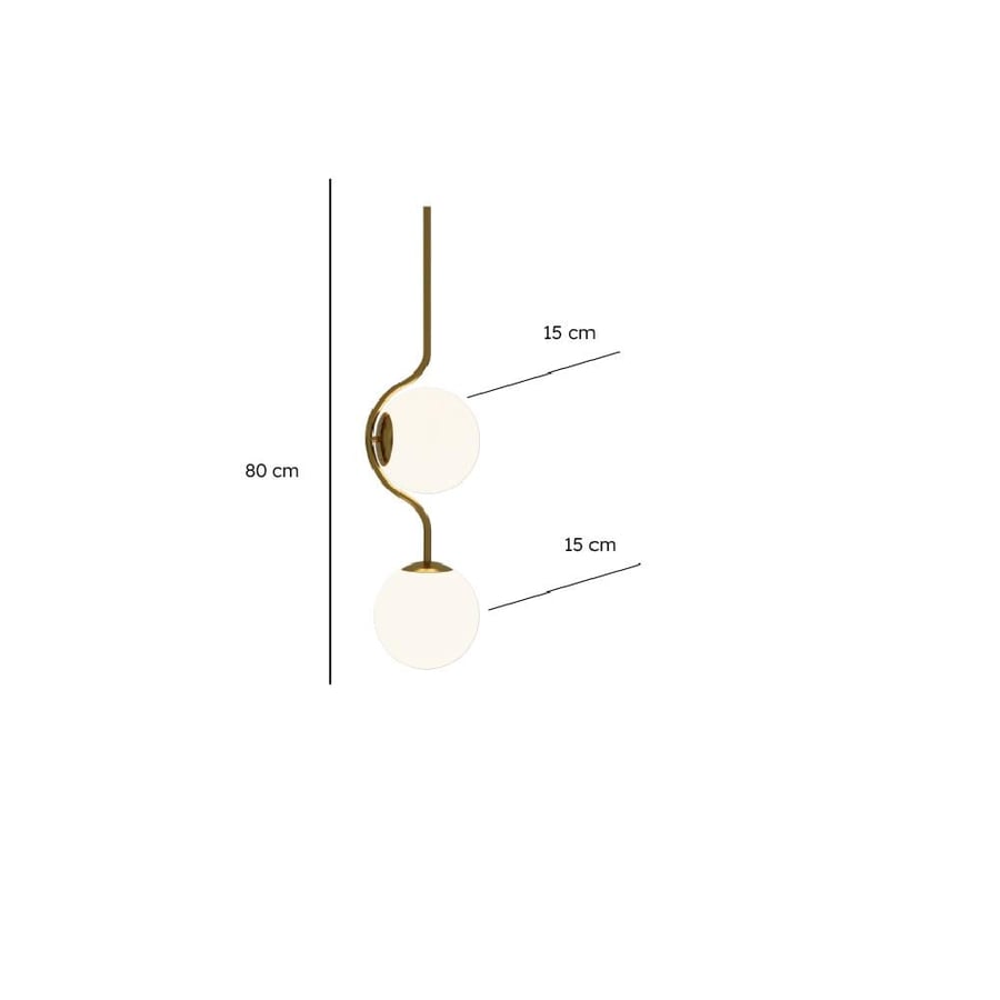 Modern golden zigzag chandelier with two circle lamps