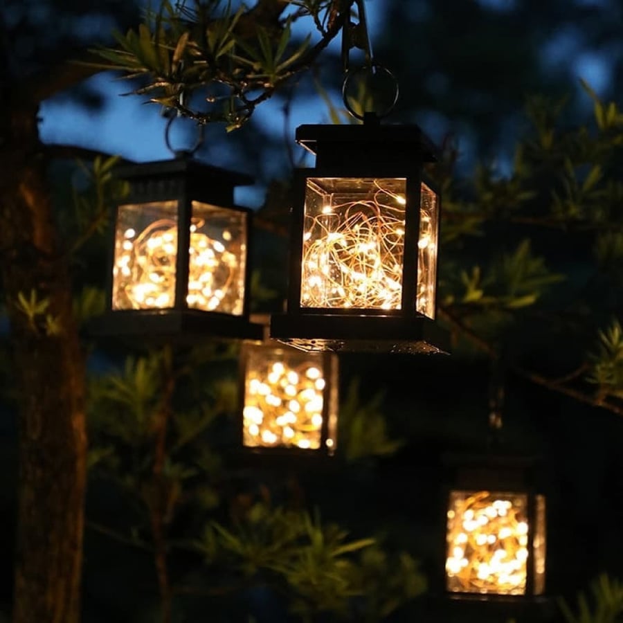 Decorative Lighting Black Square Lantern - Solar Energy 48626