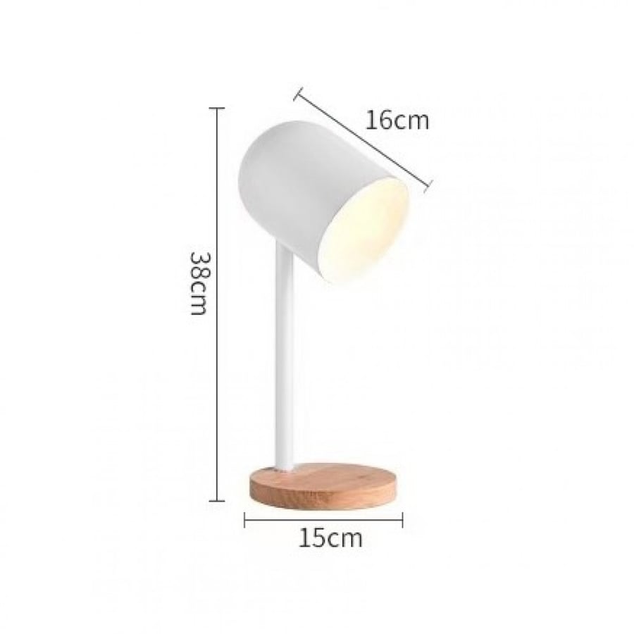 Pink Table Lamp with Wooden Base