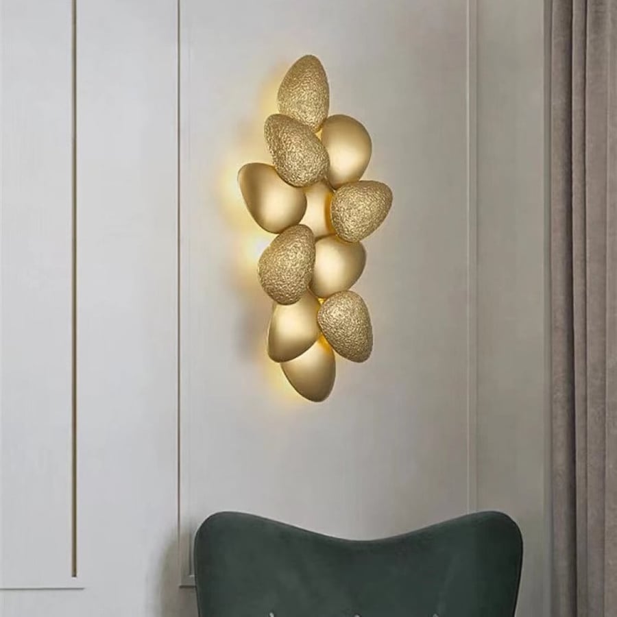 Large golden scalloped wall lighting