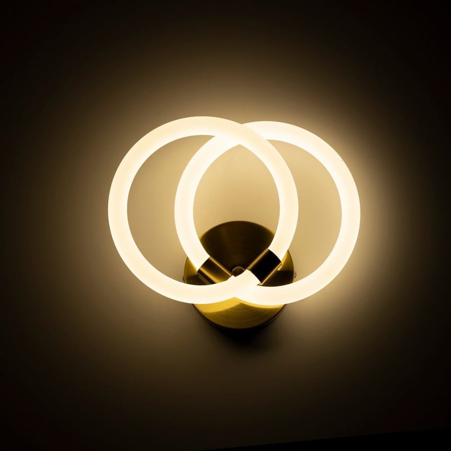 A modern LED appliqué in the form of two overlapping circles