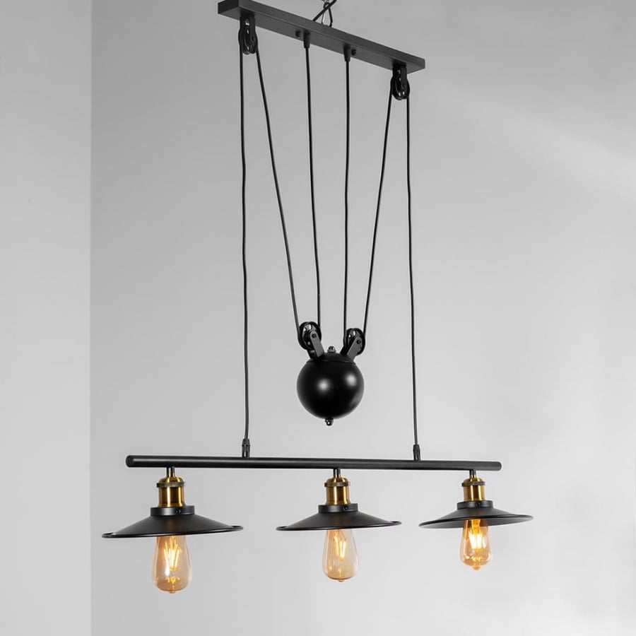 Classic black pendant chandelier 3 bulbs