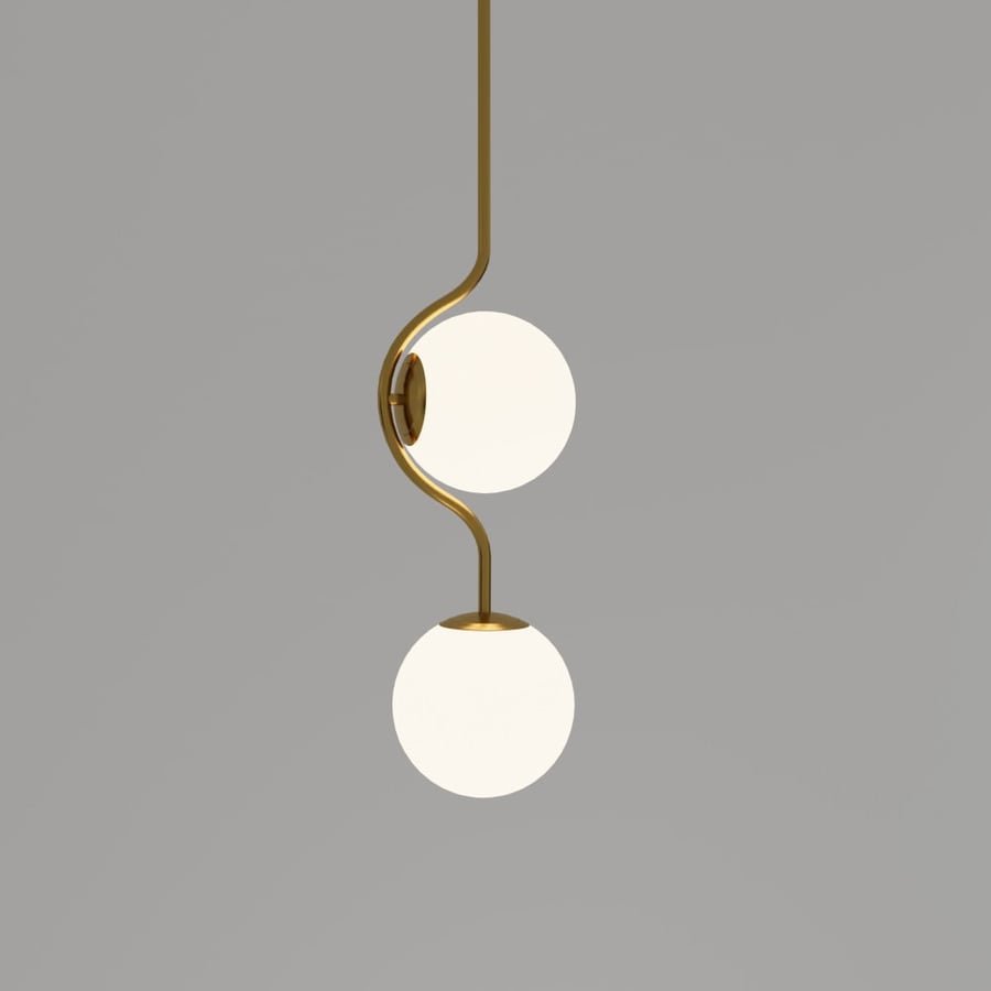 Modern golden zigzag chandelier with two circle lamps