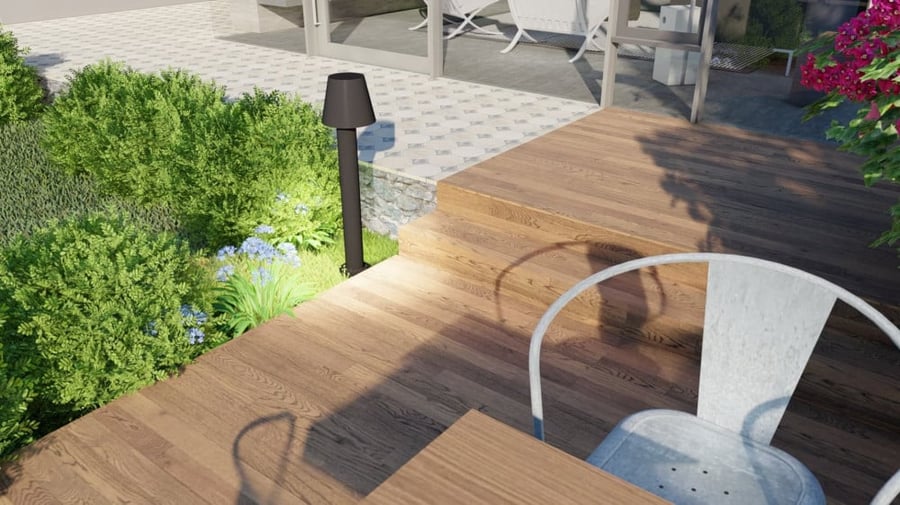 Grey LED Garden Lighting Pole - Hat Shaped