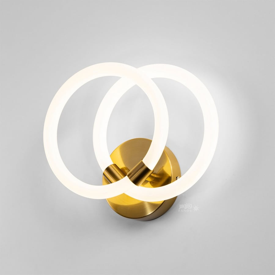 A modern LED appliqué in the form of two overlapping circles