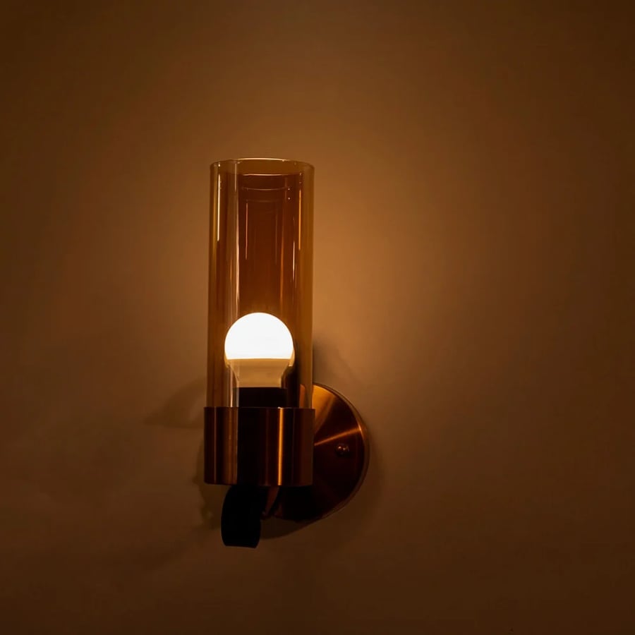 Classic Wall Light - Golden Frame and Amber Glass