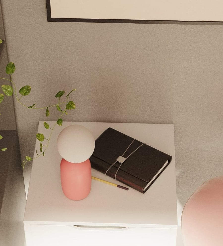 Pink Iron Table Lamp with Glass Globe – Elegant & Modern