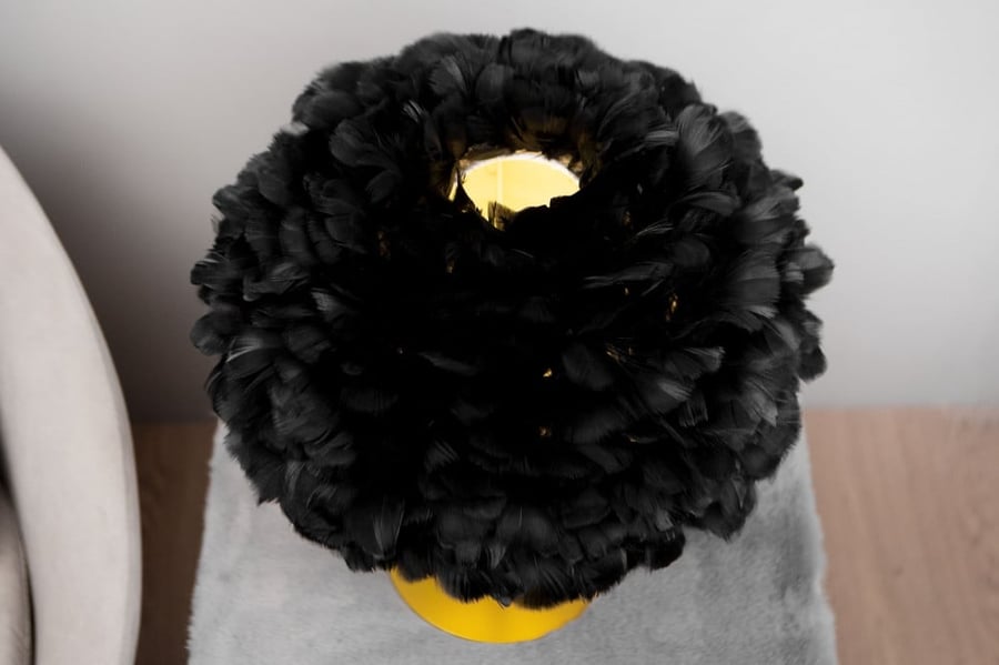 Luxury Black Feather Table Lamp