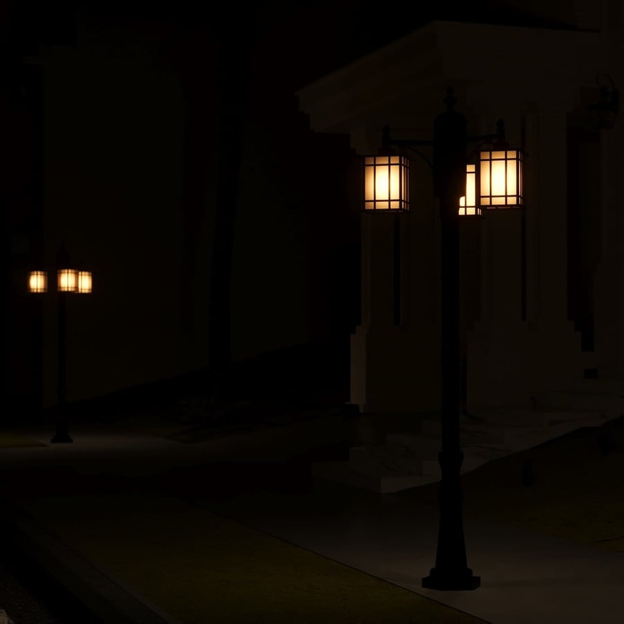 Triple Garden Lamp Post – Brown Outdoor Design